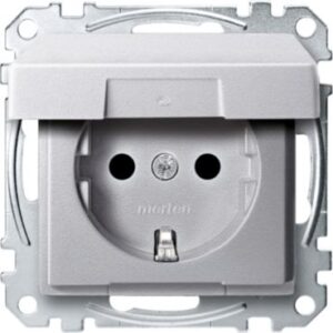 SCHUKO-Steckdose mit Klappdeckel, BRS, Steckklemmen, aluminium, System M Merten MEG2310-0460