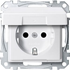 SCHUKO-Steckdose mit Klappdeckel, BRS, Steckklemmen, polarweiß, System M Merten MEG2310-0619