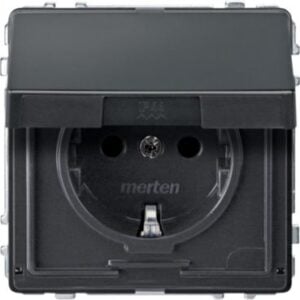 SCHUKO-Steckdose mit Klappdeckel, BRS, Steckklemmen, anthrazit, AQUADESIGN Merten MEG2310-7214