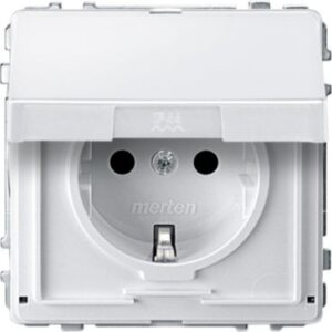 SCHUKO-Steckdose mit Klappdeckel, BRS, Steckklemmen, polarweiß, AQUADESIGN Merten MEG2310-7219