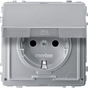 SCHUKO-Steckdose mit Klappdeckel, BRS, Steckklemmen, aluminium, AQUADESIGN Merten MEG2310-7260