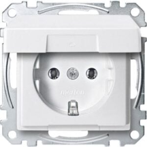SCHUKO-Steckdose mit Klappdeckel, Steckklemmen, polarweiß, System M Merten MEG2311-0419