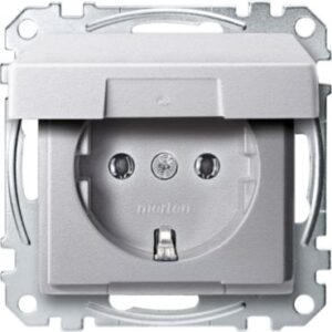 SCHUKO-Steckdose mit Klappdeckel, Steckklemmen, aluminium, System M Merten MEG2311-0460