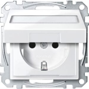 SCHUKO-Steckdose m. Klappd. u. Schriftf., BRS, StK, polarweiß glänzend, System M Merten MEG2312-0319