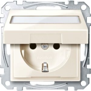 SCHUKO-Steckdose mit Klappd. und Schriftf., BRS, StK, weiß glänzend, System M Merten MEG2312-0344