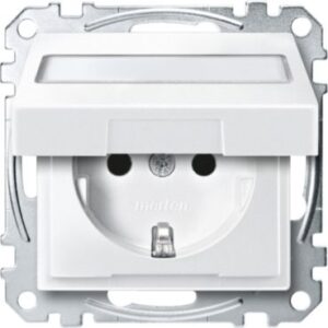 SCHUKO-Steckdose mit Klappd. und Schriftf., BRS, Steckkl., polarweiß, System M Merten MEG2312-0419