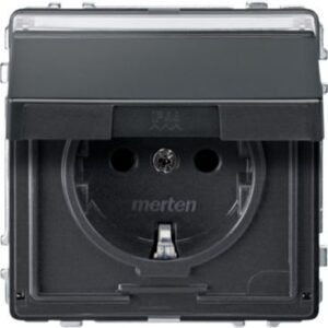 SCHUKO-Steckdose mit Klappd. und Schriftf., BRS, Steckkl., anthrazit, AQUADESIGN Merten MEG2312-7214