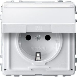 SCHUKO-Steckdose mit Klappd. und Schriftf., BRS, Steckkl., polarweiß, AQUADESIGN Merten MEG2312-7219