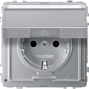 SCHUKO-Steckdose mit Klappd. und Schriftf., BRS, Steckkl., aluminium, AQUADESIGN Merten MEG2312-7260