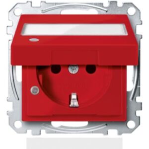 SCHUKO-Steckd.f.Sonderstr.kr.m.Klappd. Ko.Licht u.Schriftf. BRS,StK,rubinr.Sys.M Merten MEG2313-0306