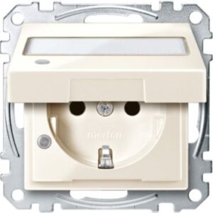 SCHUKO-Steckd. m. Klappd., Ko.Licht u. Schriftf., BRS, StK, weiß glänz., Sys. M Merten MEG2313-0344