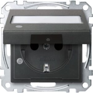 SCHUKO-Steckdose m. Klappd., Ko.Licht u. Schriftf., BRS, StK, anthrazit, Sys. M Merten MEG2313-0414