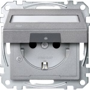 SCHUKO-Steckdose m. Klappd., Ko.Licht u. Schriftf., BRS, StK, aluminium, Sys. M Merten MEG2313-0460