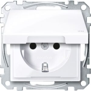 SCHUKO-Steckdose mit Klappd., IP44, BRS, Steckkl., aktivweiß glänzend, System M Merten MEG2314-0325
