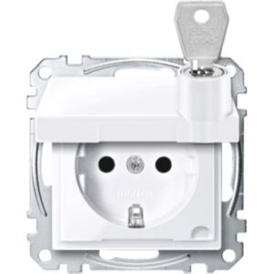 SCHUKO-Steckd. m.Klappd., abschl. m. versch. Schl., BRS, StK, aktivws.gl.,Sys.M Merten MEG2315-0325