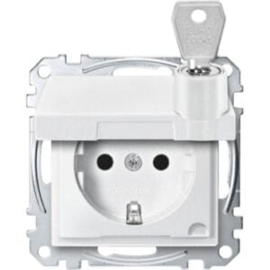 SCHUKO-Steckd. m. Klappd., abschl. m. versch. Schl., BRS, StK, polarws., Sys. M Merten MEG2315-0419
