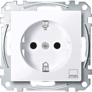 SCHUKO-Steckdose mit Kennz. Computer, BRS, StK, aktivweiß glänzend, System M Merten MEG2350-0325