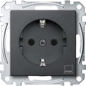 SCHUKO-Steckdose mit Kennz. Computer, BRS, Steckklemmen, anthrazit, System M Merten MEG2350-0414