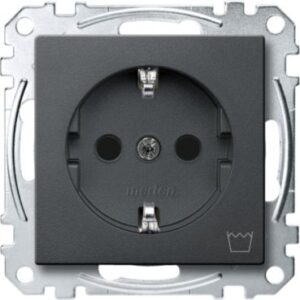 SCHUKO-Steckdose mit Kennz. Waschmaschine, BRS, Steckkl., anthrazit, System M Merten MEG2352-0414