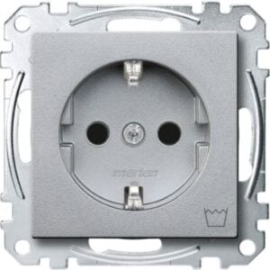 SCHUKO-Steckdose mit Kennz. Waschmaschine, BRS, Steckkl., aluminium, System M Merten MEG2352-0460
