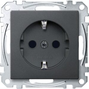 SCHUKO-Steckdose, BRS, Schraub-Liftklemmen, anthrazit, System M Merten MEG2400-0414