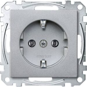 SCHUKO-Steckdose, Schraub-Liftklemmen, aluminium, System M Merten MEG2401-0460