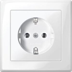 SCHUKO-Steckdose mit voller Abdeckplatte, SK, polarweiß glänzend, M-SMART Merten MEG2401-1419