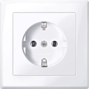 SCHUKO-Steckdose mit voller Abdeckplatte, SK, aktivweiß glänzend, M-SMART Merten MEG2401-1425