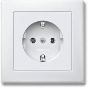 SCHUKO-Steckdose mit voller Abdeckplatte, Schraub-Liftkl., polarweiß, M-SMART Merten MEG2401-1619