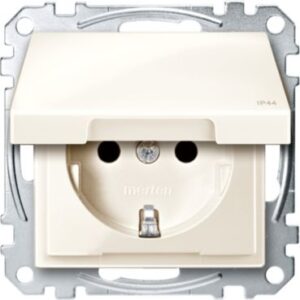 SCHUKO-Steckdose mit Klappd., IP44, BRS, SK, weiß glänzend, System M Merten MEG2414-0344