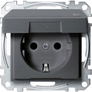 SCHUKO-Steckdose mit Klappd., IP44, BRS, Schraub-Liftkl., anthrazit, System M Merten MEG2414-0414