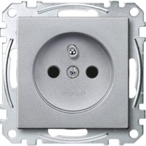 Steckdose mit Schutzkontaktstift, BRS, Steckklemmen, aluminium, System M Merten MEG2500-0460