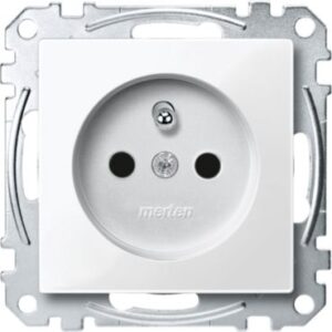 Steckdose mit Schutzk.stift, BRS, Schraub-Liftkl., polarweiß glänzend, System M Merten MEG2600-0319