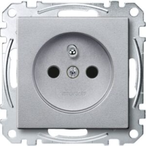 Steckdose mit Schutzkontaktstift, BRS, Schraub-Liftklemmen, aluminium, System M Merten MEG2600-0460