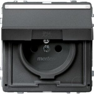 Steckdose m. Schutzk.stift, Klappd. u. Schriftf., BRS, SK, anthrazit, AQUADESIGN Merten MEG2612-7214