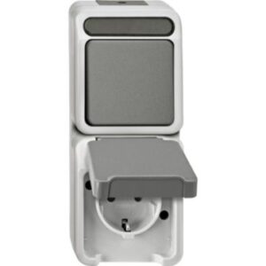 Kombination SCHUKO-Steckdose mit BRS/ Wechselschalter, lichtgrau, AQUASTAR Merten MEG3494-8029