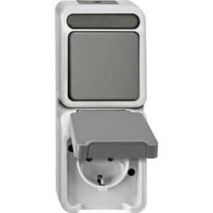 Kombination SCHUKO-Steckdose/ Wechselschalter, lichtgrau, AQUASTAR Merten MEG3495-8029