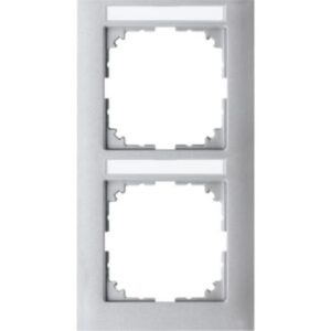 M-Pure-Rahmen, 2 fach  m. Beschriftungsträger, senkr. Montage, aluminium, M-Pure Merten MEG4022-3660