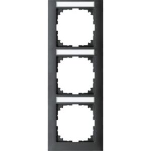 M-Pure-Rahmen, 3 fach  m. Beschriftungsträger, senkr. Montage, anthrazit, M-Pure Merten MEG4032-3614