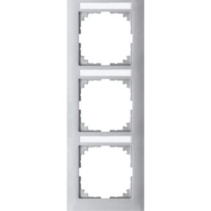 M-Pure-Rahmen, 3 fach  m. Beschriftungsträger, senkr. Montage, aluminium, M-Pure Merten MEG4032-3660
