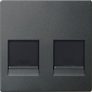Zentralplatte für Modular Jack 2 fach  m. Staubschutzschieber, anthrazit, System M Merten MEG4562-0414