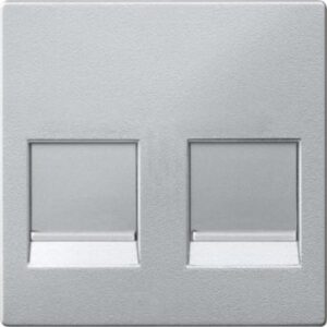 Zentralplatte für Modular Jack 2 fach  m. Staubschutzschieber, aluminium, System M Merten MEG4562-0460