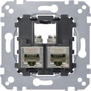 Tragplatte 2 fach  mit Anschlußmodul Schneider Electric - Actassi RJ45 Cat5e STP Merten MEG4575-0012