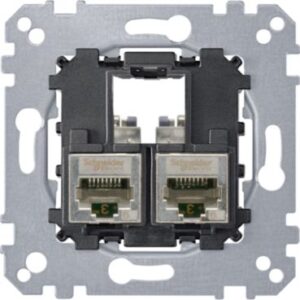 Tragplatte 2 fach  mit Anschlußmodul Schneider Electric - Actassi RJ45 Cat6A STP Merten MEG4576-0022