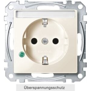 SCHUKO-Steckdose m. Übersp.schutz u. Schriftf., BRS, StK, weiß glänzend, Sys. M Merten MEG2305-0344