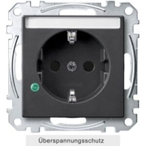SCHUKO-Steckdose mit Übersp.schutz und Schriftf., BRS, StK, anthrazit, System M Merten MEG2305-0414