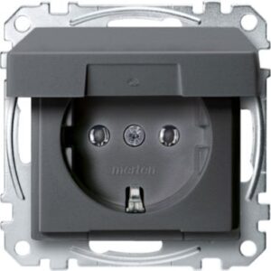 SCHUKO-Steckdose mit Klappdeckel, Steckklemmen, anthrazit, System M Merten MEG2311-0414