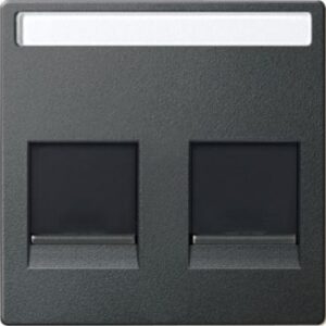 Zentralpl. f. Modular Jack 2f. m.Schriftf. u. Staubschutzsch., anthrazit, Sys. M Merten MEG4564-0414