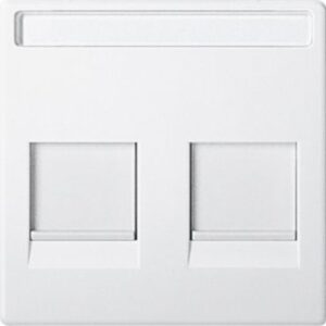 Zentralpl. f. Modular Jack 2f. m. Schriftf. u. Staubschutzsch., polarws., Sys. M Merten MEG4564-0419
