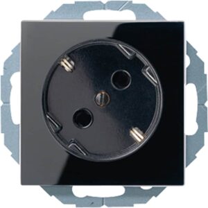 SCHUKO® Steckdose 45°, 16 A 250 V ~, integrierter erhöhter Berührungsschutz, SAFETY+, Duroplast, Serie A, schwarz, Jung A520-45KISW